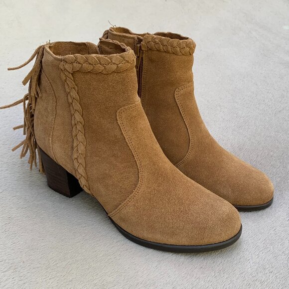 Matisse Lucinda Suede Fringe Block Heel Ankle Booties Sz8 - Picture 5 of 15